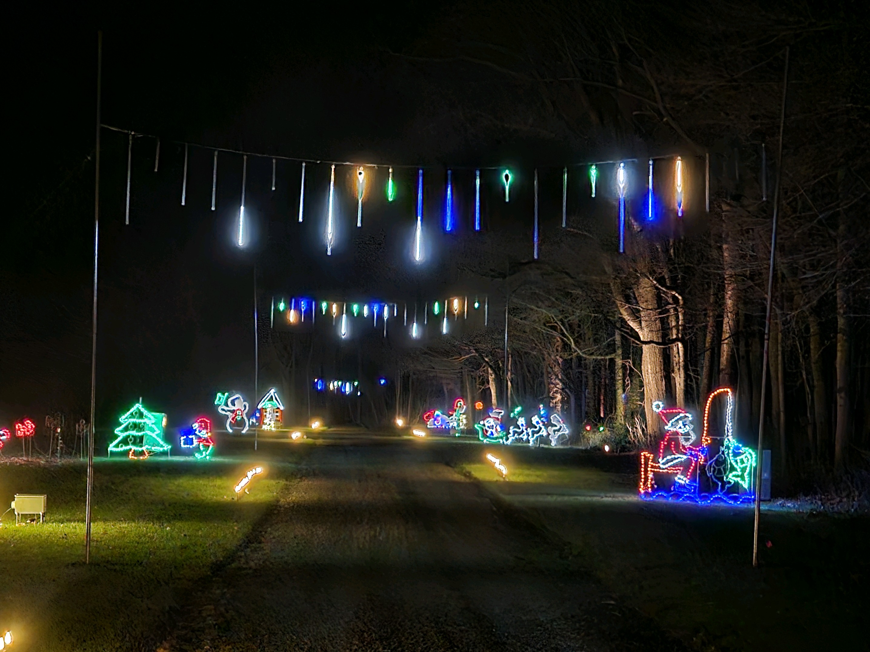 Farm lane with lights